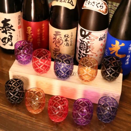 You can choose a wine glass or choko to match your sake.