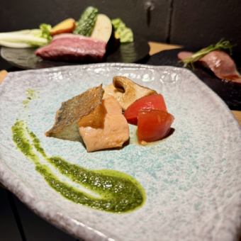 「厳選但馬牛ステーキ&季節の魚料理コース」シェフが目の前で焼き上げる全9品の豪華だるまランチ