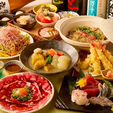 〈春夏〉【生付き2時間飲み放題】和牛や鮮魚を贅沢に味わう「伊勢コース」6000円〈全12品〉