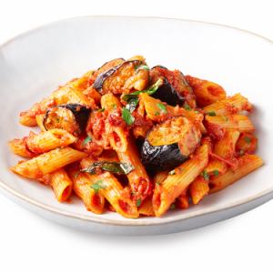 Fried eggplant penne all'arrabiata