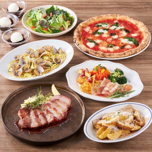 Salvatore Course (includes 2 hours of all-you-can-drink) ★ Herb pork roast, the most popular pizza, appetizers, pasta, etc.