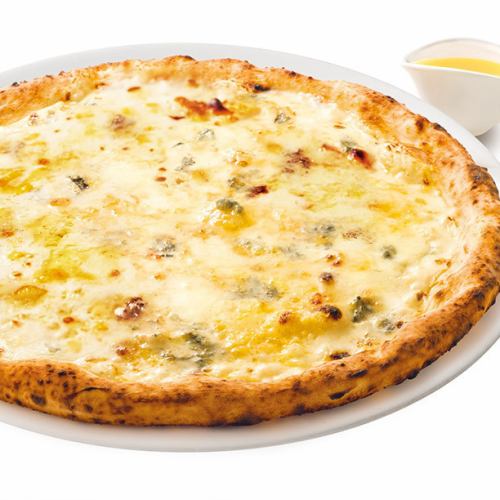 4 kinds of cheese pizza with honey