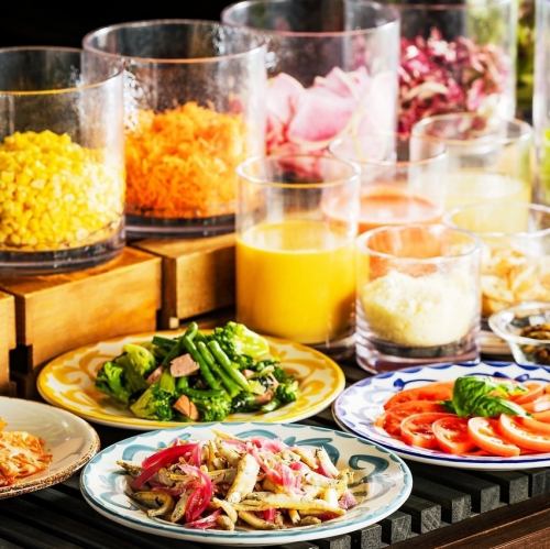 ピッツァ・パスタから選べるメイン×菜園サラダバー&ドリンクバー