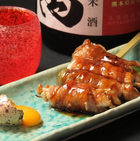 熊本県産の味彩牛や赤鶏の串焼き等、くまもとブランドを豊富に使った串焼きメニュー★
