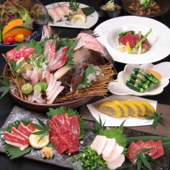 【郷土料理コース】馬刺しの盛り合わせ等、全10品＋120分飲み放題付き⇒6000円