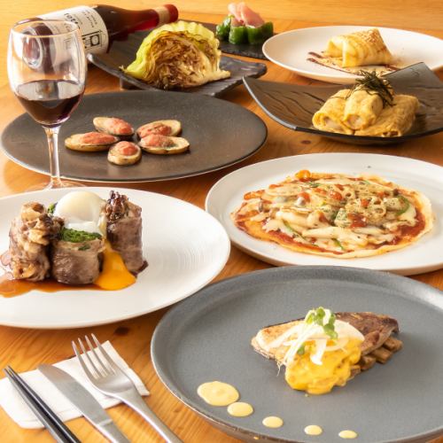 【誕生日・記念日に】黒毛和牛・鰤・雲丹・季節野菜など鉄板創作料理全8品120分飲み放題付き4500円（税込）