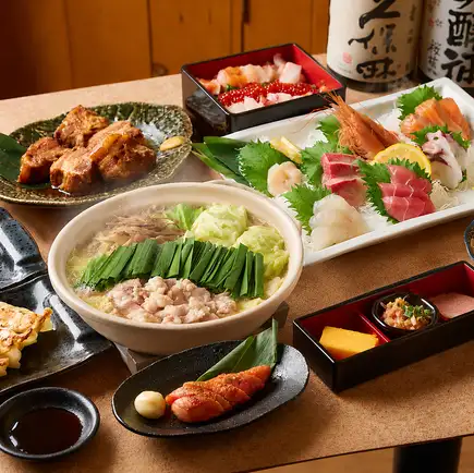 [3-hour all-you-can-drink included] 'Kotobuki Course': 9 dishes including 5 kinds of sashimi, braised Kurobuta pork, Hakata motsunabe (offal hot pot), etc. 6000 yen ⇒ 5000 yen