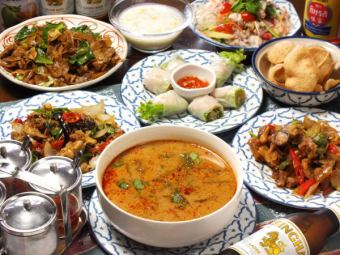 [Y course] 3 hours of all-you-can-drink included ☆ Spicy/moderate/intermediate Thai cuisine 8 dishes total 3,980 yen (tax included)
