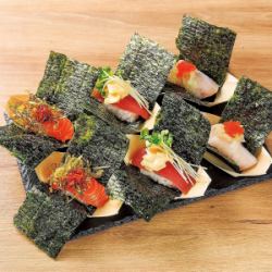 Boat spill hand-rolled sushi, 6 popular pieces