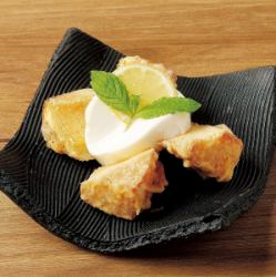 Baumkuchen served with rice mousse