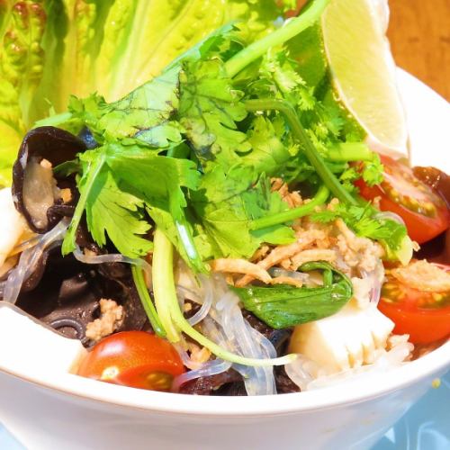 Thai vermicelli salad yam wun sen