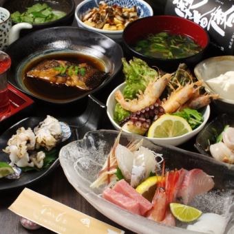 ≪90 minutes all-you-can-drink included≫ Fresh sashimi, grilled fish, conger eel chirashi bowl, 9 dishes in total ``Limited'' course ⇒ 6,600 yen (tax included)