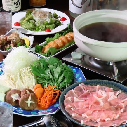 Winter only♪ [Premium Shabu-Shabu Course] 7 dishes including domestic pork broth shabu-shabu [180 minutes of all-you-can-drink]