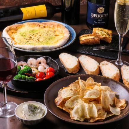 【Perfect for after-parties】Homemade potato chips/special ajillo, 90 minutes of all-you-can-drink, 3,000 yen