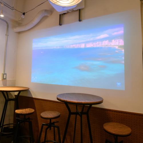 Equipped with a large screen projector