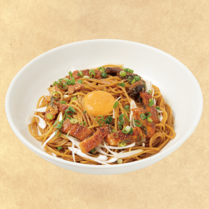 Eel and sansho pepper pancake with soft-boiled egg