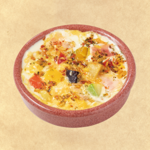 Colorful vegetable cheese cream omelet