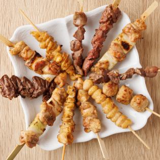 Assortment of 12 yakitori pieces