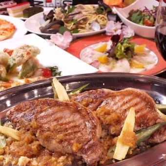 [Welcome and farewell party season♪ Perfect for various banquets] Pasta and Miyazaki beef steak ☆ 6,000 → 5,000 yen [Cooking only course]