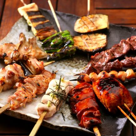【焼鶏たまらんコース】飲み放題2時間30分付☆自慢の串焼き15本&バーニャカウダ等 4品 3800円