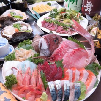 【2時間飲み放題付き】 8品コース お刺身7点盛り合わせやお肉・魚料理など 5500円(税込)