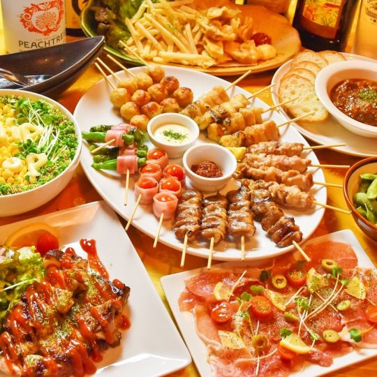 Hearty! 《Dip! Kushiyaki Platter》 2-hour all-you-can-drink course with 8 dishes ¥5,000 → ¥4,500