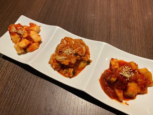 Assortment of 3 types of kimchi to choose from