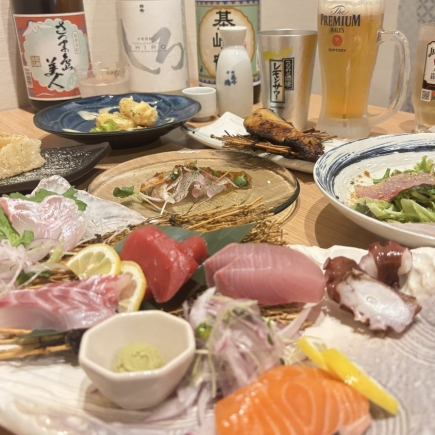 【お魚好き必見!】お刺身、山菜など、全6品!2H飲み放題付『魚好きコース』◎