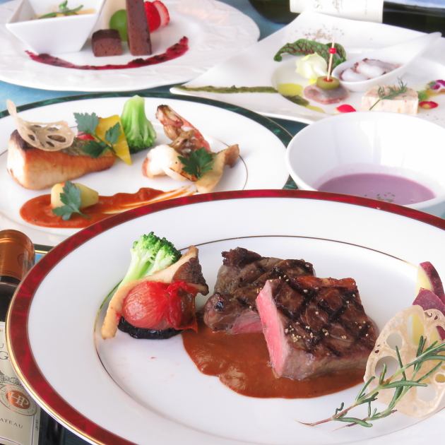 岡山県産奈義牛付 洋食ディナーコース5700円 Bella Vista べラビスタ 岡山プラザホテル