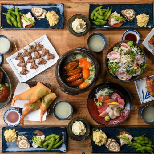 【ご宴会！】飲み放題付きコース4500円~！串焼きに刺身、どて煮も！コース限定で絶品の鶏土鍋ごはん有り！