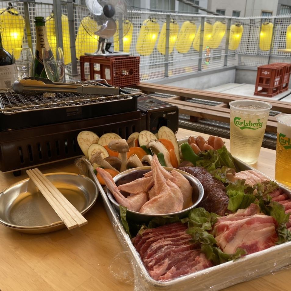 【大門駅2分】屋上で手ぶらBBQ☆ドリンク持込み可！宴会・貸切◎