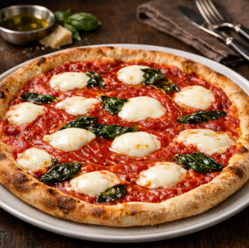 【本格ナポリピザ】500度で焼き上げるもちもち食感