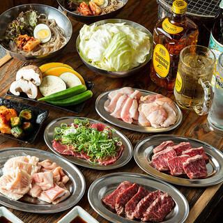 【七福コース】宴会等におすすめ！お肉やホルモン等、贅沢に10品の人気メニューを食べ比べ