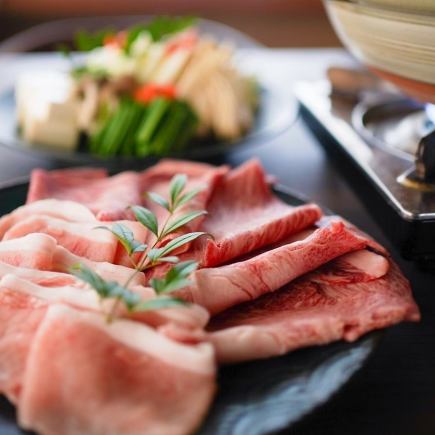 <晚餐> [三田猪肉×日本黑毛牛肉豪华涮涮锅套餐] 180克