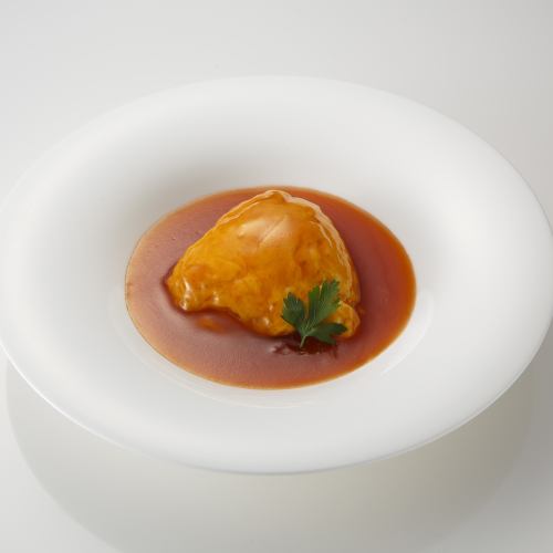 Egg foo young (Chinese style crab ball) sweet and sour sauce