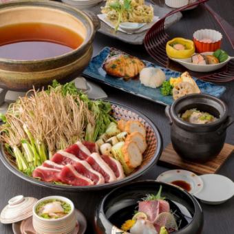 【夏】『もてなし屋・選べる鍋コース』博多もつ鍋や牛タン焼きなど全9品3時間飲み放題付4500円