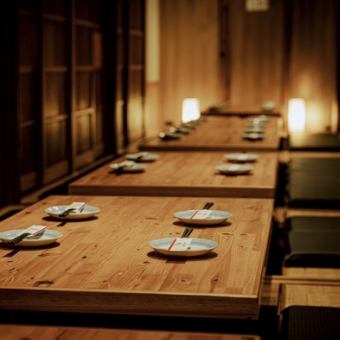 完全個室完備☆4名×2卓,7名×2卓,8名×1卓ございます！また連結可能なので最大30名様の個室宴会が可能◎忘年会・宴会等はお任せください★