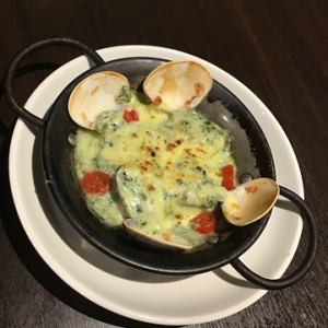 ハマグリとあおさのりのグラタン