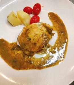 Abalone steak with liver sauce