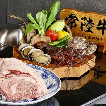 [Private room] Teppanyaki, luxurious anticipation, special delicacy with your special someone, Hitachi beef [loin], grilled spiny lobster