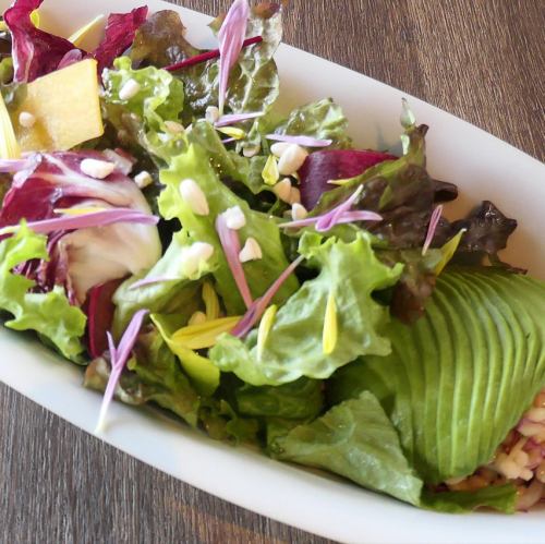 もち麦とアボカドのミックスリーフサラダ