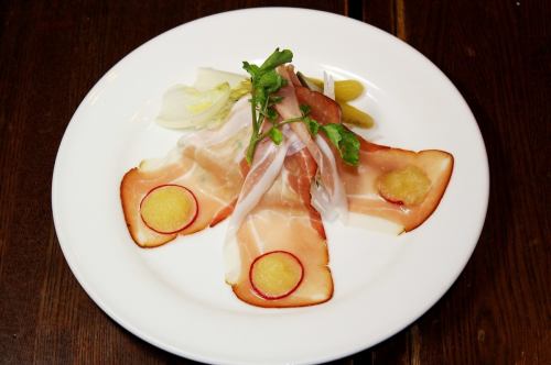 Prosciutto Appetizer ~Crunchy Vegetables & Pickles & Pineapple Jelly Served~