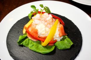 Shrimp and salmon smooth potato salad