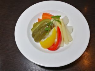 Assorted pickles of homemade vegetables