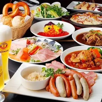 ☆2名様からOKの飲み放題付【ドリンク充実ドイツコース】ドイツ料理に３種ドイツビール＆ワイン