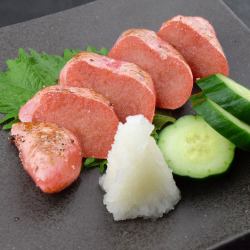 Broiled marinated cod roe