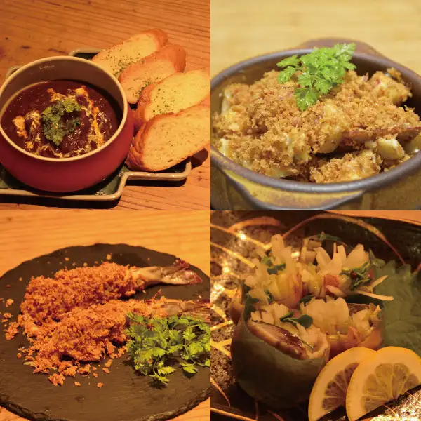 各種創作料理も充実♪生えびのエビフライや季節の植木鉢サラダ等々多数取り揃えてます!