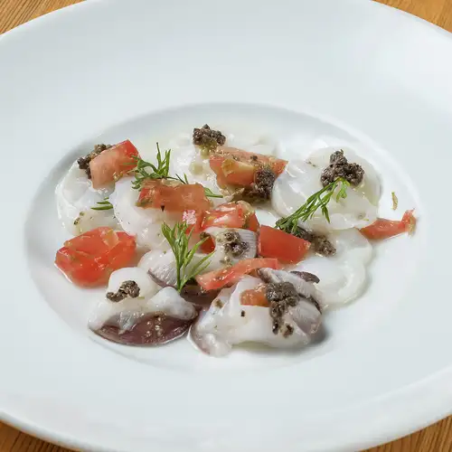 Octopus and olive carpaccio