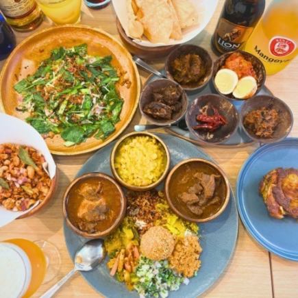 【2H飲み放題・スパイスチキン付】スリランカカレー満喫！パーティーコース☆歓送迎会などに◎