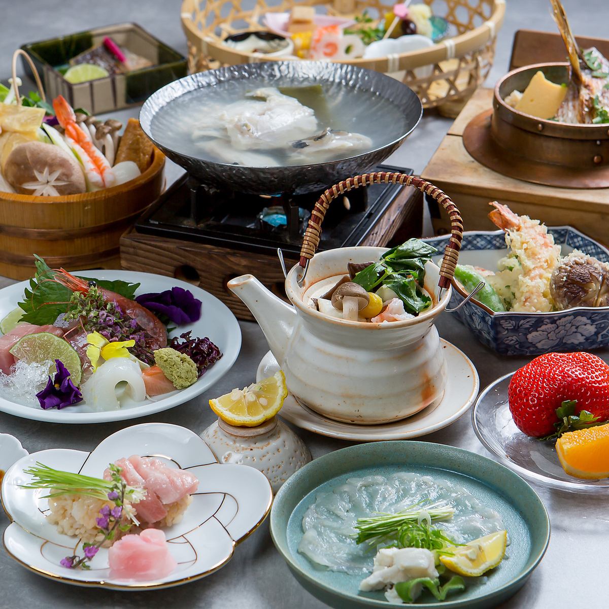 可以享用特製金湯、嚴選時令色彩、京都和兵庫縣產的食材、清酒的店鋪